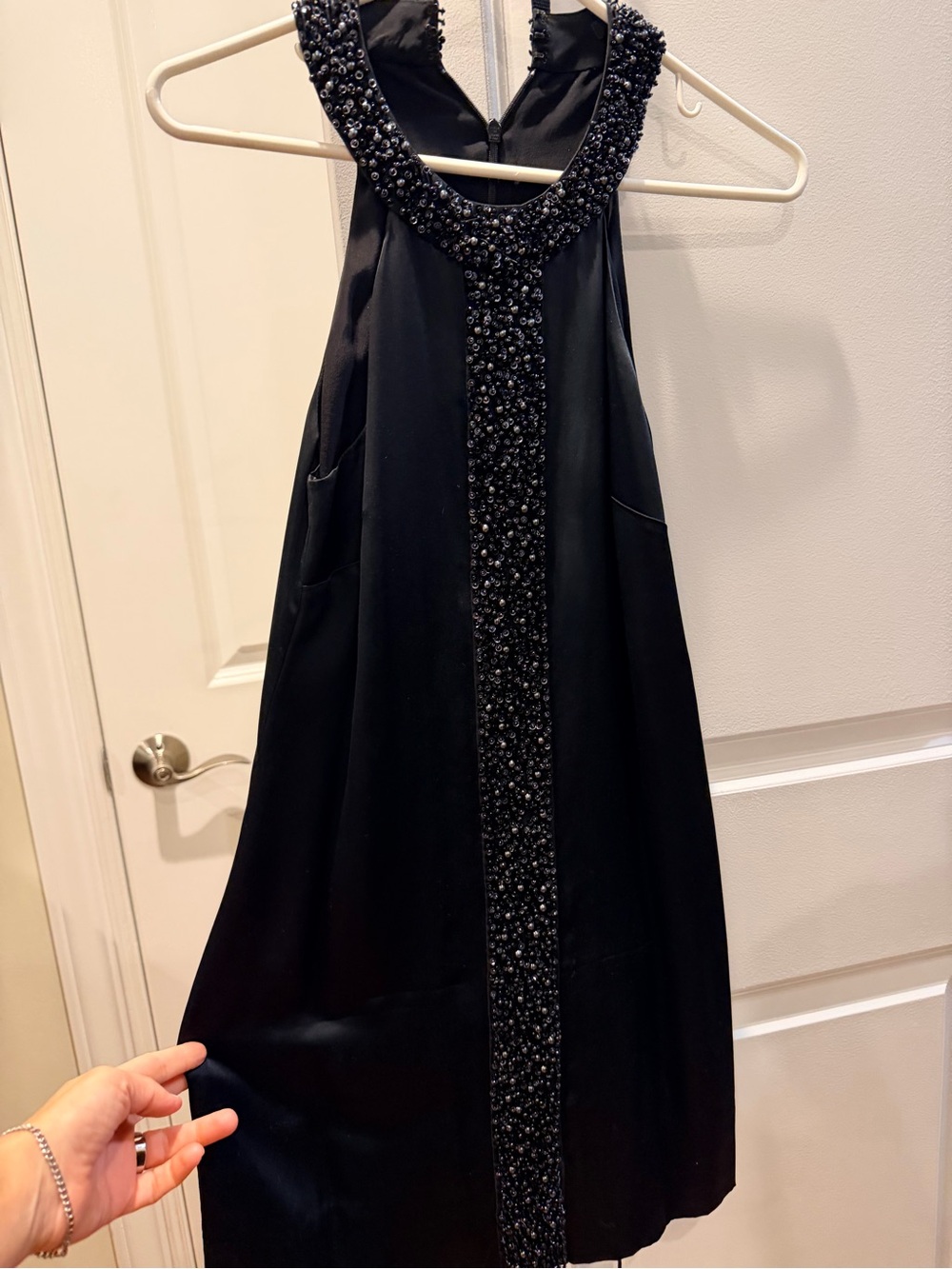 BCBGMaxAzria Black Beaded Halter Cocktail Dress